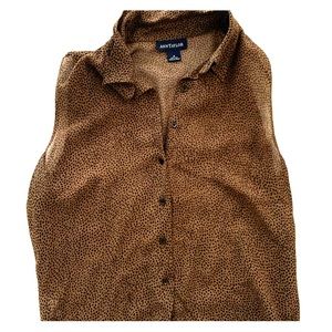 Vintage leopard print sheer sleeveless blouse